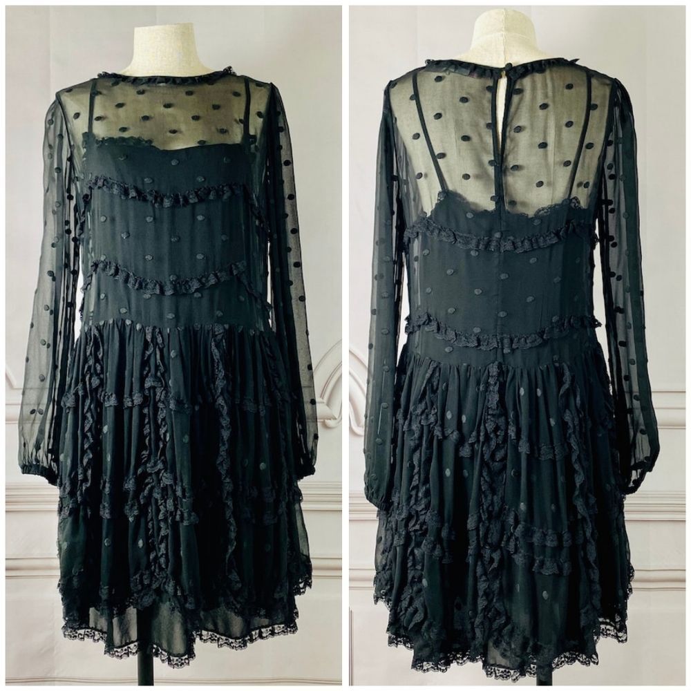 RED Valentino Silk Lace Sheer Black Mini Dress - Picture 14 of 15